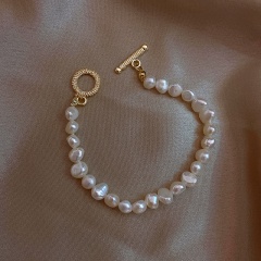 OT Buckle Baroque Freshwater Pearl Bracelet Necklace Bracelet 18cm