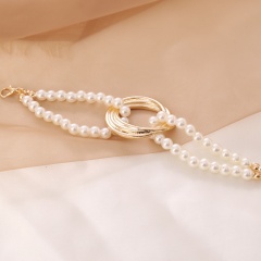 Multilayer circle baroque freshwater pearl bracelet necklace bracelet 18cm