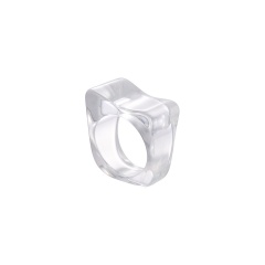 Retro irregular resin ring (size #7/7.5) Transparent square
