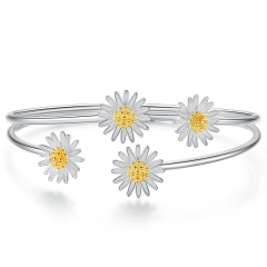 Daisy flower branch copper open bracelet A
