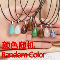 Drop Shape Gemstone Pendant Necklace Size 3*1.3CM Lenght 44+5CM Random color