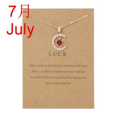 Sapphire Month Birthstone Moon Star Pendant Paper Card Necklace (Card size: 7*9.5cm, pendant: 1.5*2cm, chain length: 42+5cm) Jul.7