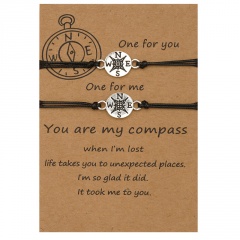 You Are My Compass Alloy Bracelet Set (Adjustable Long: 16-28 cm. 1 set of 2 pcs) Compass A(2 Pcs/set)