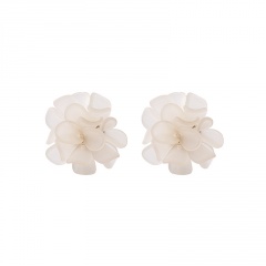 925 Silver Needle Acrylic Flower Frosted Transparent Stud Earrings white