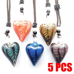 Wholesale Lot Murano Glass Necklace Snake Fan Creative Pendant Necklace Lot (Black Rope Length: 60cm) Love B(5pcs/Lot)