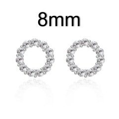 Mini Geometric Exquisite Stud Earrings Fashion Jewelry(Material: Copper + Zircon, Color: White k) C(8 mm)