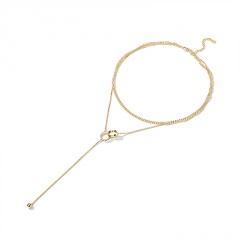 Alloy Multilayer Disc Clavicle Chain Necklace(Size：about 40cm） A