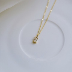Exquisite Small Diamond Rhinestone Pendant Clavicle Chain Necklace Women Fashion Jewelry (Material: Alloy) A