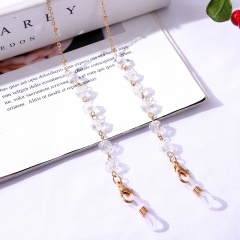 Crystal Geometric Square Glasses Chain Double Buckle Anti-lost Chain(Size: 70cm, including anti-skid ring) B