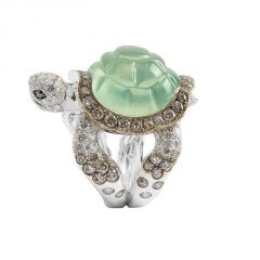 Sea Turtle Gemstone Alloy Ring For Women Fashion Jewelry (Size: #8) C