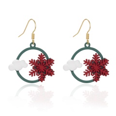 Christmas snowflake ear hook earrings (size: 2*4cm/material: resin + alloy) red
