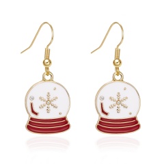Christmas Snowflake Ear Hook Earrings (Size: 1.5*4cm/Material: Alloy) Red