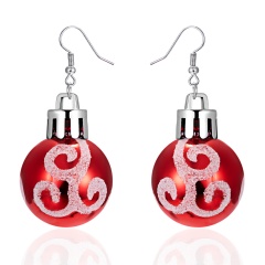 Christmas sequined resin star lights ball ear hook earrings Red
