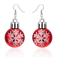 Christmas sequined resin star lights ball ear hook earrings Red 1