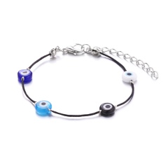 Blue eyes mixed color string black rope alloy bracelet Melange string