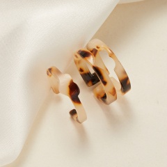 2 pieces of leopard print love heart hollow opening couple joint ring set Love
