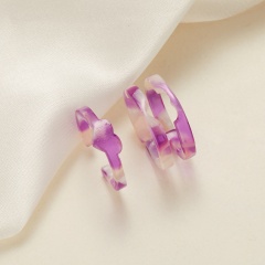 2 mounted hollow opening purple loving couple joint rings Set Purple love