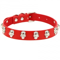 Punk PU Cross Skull Leather Gothic Clavicle Chain Necklace (Material: Alloy/Chain Length: 41cm Adjustable) red