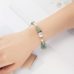Irregular natural stone Simple personality gravel pearl bracelet anklet (Size: 36+5cm) green