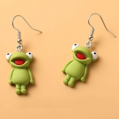 Color Frog Pendant Ear Hook Earrings (Material: Resin/Size: 1.5cm*2.5cm) green