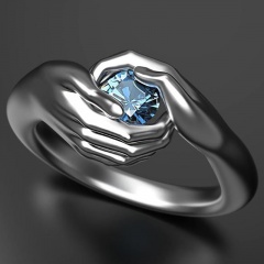 Embrace the sapphire ring with both hands (Material: Metal/Size: No. 6) size 8