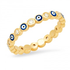 Dark Blue Eye Zircon Gold One Size Ring(Material: Copper + Zircon / Size: American Standard No. 6) Navy blue