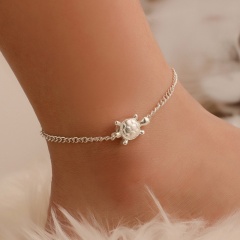 Silver Tortoise Sea Turtle Chain Beach Anklet (Material: Alloy/Circumference: 20+5cm) Silver