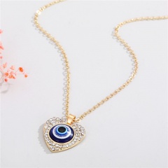 Blue eyes painted oil blue eyes gold edging necklace (chain length: 40+5cm/material: alloy + painted oil) Golden love