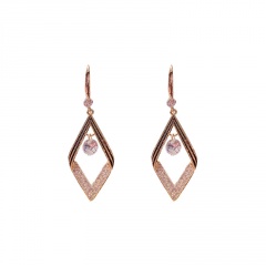 Diamond-shaped hollow geometric rhinestone ear hook earrings (material: alloy + rhinestone + silver needle / size: 5*1.7cm) Golden