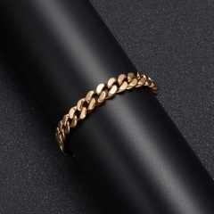 Hip Hop Cuban Chain Glossy Thick Bracelet (Chain Length: 20cm (8inch), Chain Width: 1cm/Material: Alloy) Bracelet Golden