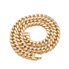 Hip Hop Cuban Glossy Thick Chain Necklace (Chain Length: 53cm (20inch), Chain Width: 1.3cm/Material: Alloy) Golden