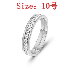 Simple atmosphere stainless steel diamond ring (size: 6-10 / material: stainless steel) Size 10