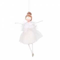 Net yarn plush ballerina girl Christmas tree hanging accessories (material: cloth/size: 12*3*20cm, rope length: 8cm) White ballerina girl