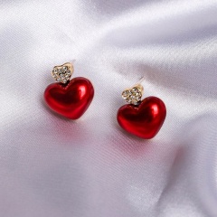 S925 Needle Pearl Gold Earrings Red Pearl