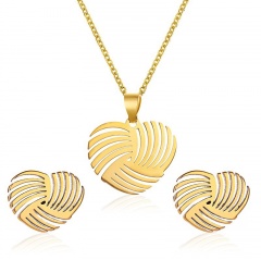 Heart Stainless Steel Necklace Set Gole
