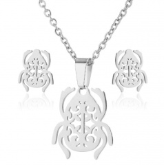 Insect Stainless Steel Necklace Earring Set Silver