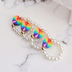 Rainbow Butterfly Pearl Rice Bead 4-piece Ring (Material: Rice Bead + Alloy/Size: 1.7cm (Adjustable)) Love