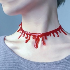 Halloween decoration scary vampire dark blood necklace (material: plastic/size: 30+8cm) Blood necklace