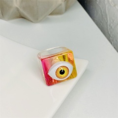 Geometric square jelly color gradient eye resin ring (material: resin / size: inner diameter about 17mm) Yellow