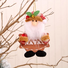 Christmas tree cloth art wooden brand bell small pendant (material: wood and cloth / size: 17*11.5cm) Santa Claus