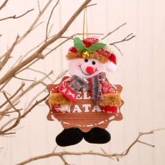 Christmas tree cloth art wooden brand bell small pendant (material: wood and cloth / size: 17*11.5cm) Snowman