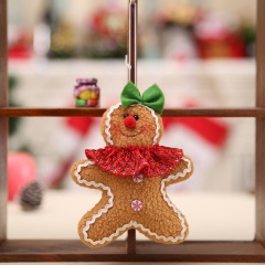 Christmas tree cute gingerbread man bow pendant (material: non-woven fabric / size: 15*12cm) Female