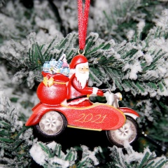 Santa Claus Motorcycle Christmas Tree Hanging Pendant (Size: 6.5*9cm/Material: Resin) Santa Motorbike 6