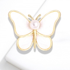 Butterfly Pearl Acrylic Pearlescent Board Insect Brooch (Material: Alloy/Size: 3.8*2.7cm) White