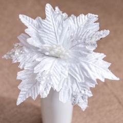 Christmas tree handmade flannel sequins artificial decorative flowers (material: cloth/size: 25*25cm) White