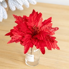 Christmas tree handmade flannel sequins artificial decorative flowers (material: cloth/size: 25*25cm) Red