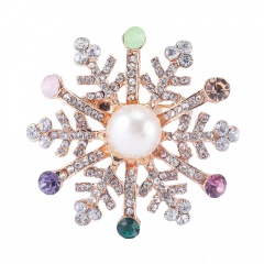 Christmas Snow Pearl Diamond Brooch (Material: Alloy/Size: 4.5*4.5cm) Snowflake