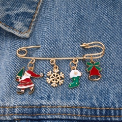 Santa Snowflake Christmas Big Pin Brooch (Size: 4.3*7cm/Material: Alloy + Painting Oil) Santa Claus
