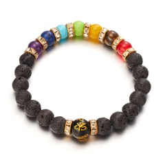 Chakras Gemstone Beads Handmake Beaded Elastic Bracelet Colorful