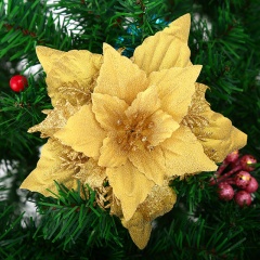 18cm Light Gold Big Sharp Corner 4-Layer Hollow Christmas Tree Garland Pendant Decoration Light Gold